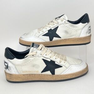 Golden Goose Ball Star Low Top Sneaker White Nappa Leather Black Star EU 39/US 6